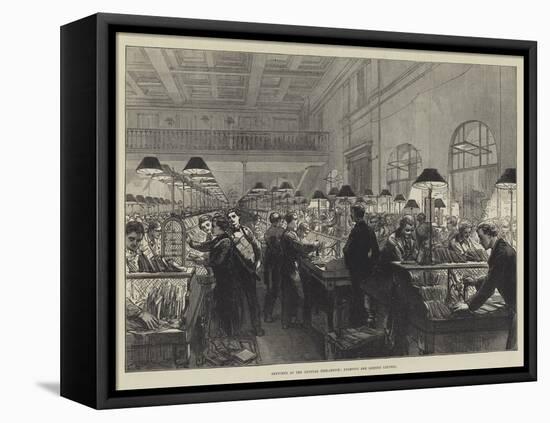 Sketches at the General Post-Office, Stamping and Sorting Letters-Charles Robinson-Framed Premier Image Canvas