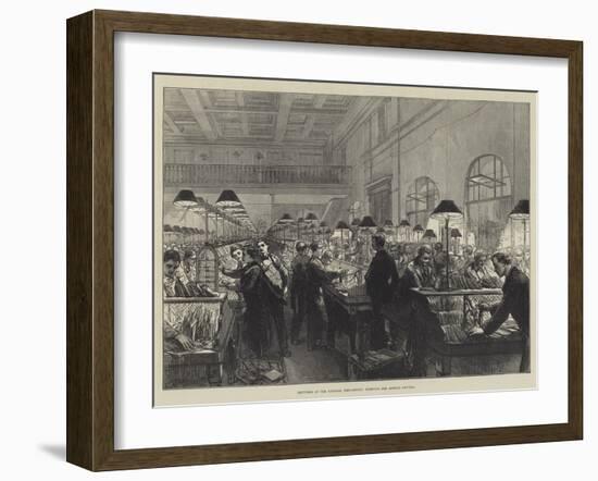 Sketches at the General Post-Office, Stamping and Sorting Letters-Charles Robinson-Framed Giclee Print