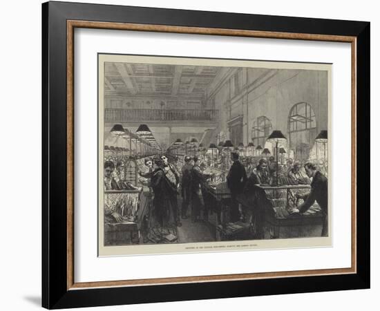 Sketches at the General Post-Office, Stamping and Sorting Letters-Charles Robinson-Framed Giclee Print