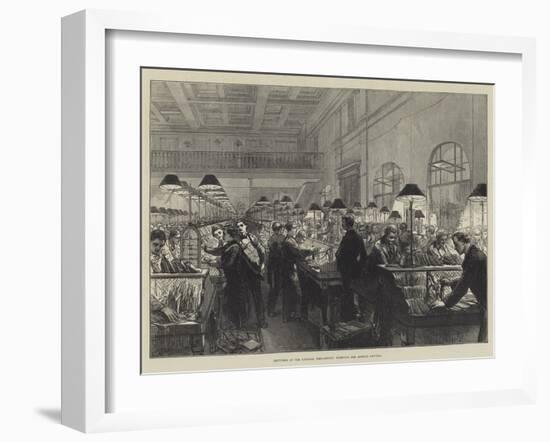 Sketches at the General Post-Office, Stamping and Sorting Letters-Charles Robinson-Framed Giclee Print