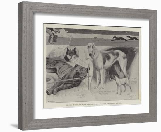 Sketches at the Ladies' Kennel Association's First Show, at the Ranelagh Club, Barn Elms-Cecil Aldin-Framed Giclee Print