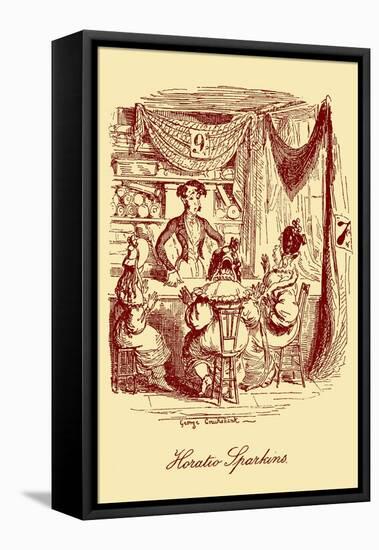 'Sketches by Boz' by Charles Dickens-George Cruikshank-Framed Premier Image Canvas