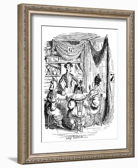 'Sketches by Boz' by Charles Dickens-George Cruikshank-Framed Giclee Print