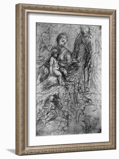 Sketches for a 'Holy Family, by Allegri Da Correggio, 1913-Correggio-Framed Giclee Print