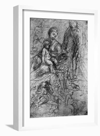 Sketches for a 'Holy Family, by Allegri Da Correggio, 1913-Correggio-Framed Giclee Print