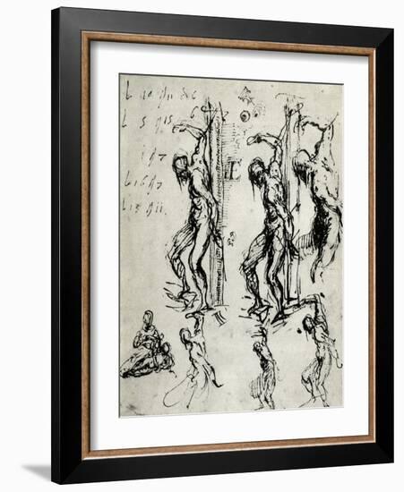 Sketches for the St Sebastian in Brescia, C1518-Titian (Tiziano Vecelli)-Framed Giclee Print