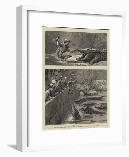 Sketches from India, the Sacred Alligators at Muggur Talao, Scinde-null-Framed Giclee Print