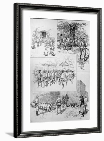 Sketches in Burmah: Searching for Dacoits; Finding Dacoits; Marching Dacoits to Prison; Shooting Da-Melton Prior-Framed Giclee Print