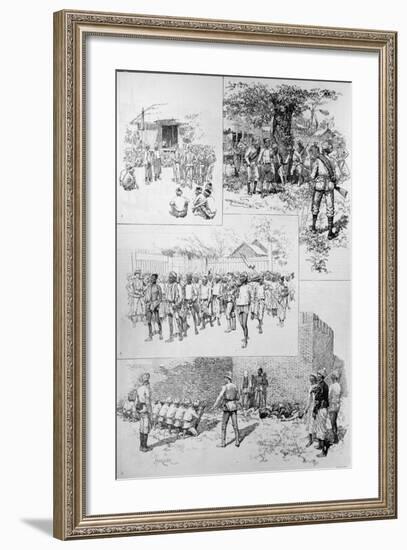 Sketches in Burmah: Searching for Dacoits; Finding Dacoits; Marching Dacoits to Prison; Shooting Da-Melton Prior-Framed Giclee Print