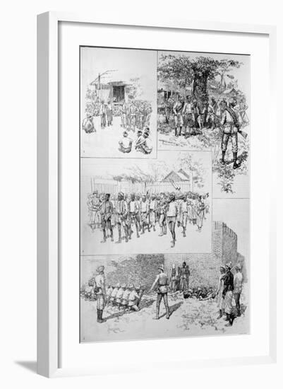 Sketches in Burmah: Searching for Dacoits; Finding Dacoits; Marching Dacoits to Prison; Shooting Da-Melton Prior-Framed Giclee Print