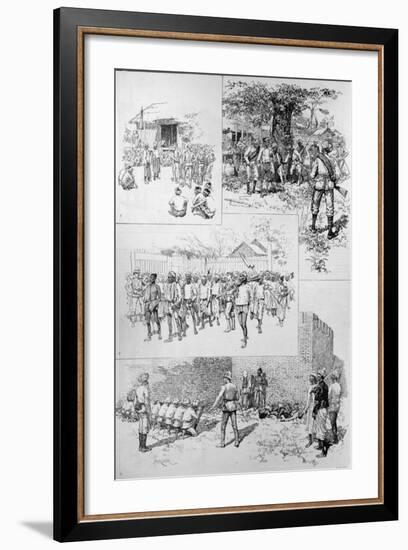 Sketches in Burmah: Searching for Dacoits; Finding Dacoits; Marching Dacoits to Prison; Shooting Da-Melton Prior-Framed Giclee Print