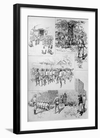 Sketches in Burmah: Searching for Dacoits; Finding Dacoits; Marching Dacoits to Prison; Shooting Da-Melton Prior-Framed Giclee Print