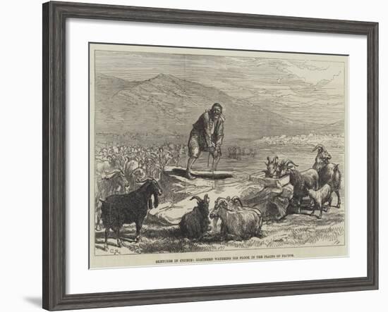 Sketches in Cyprus, Goatherd Watering His Flock in the Plains of Paphos-Charles Robinson-Framed Giclee Print