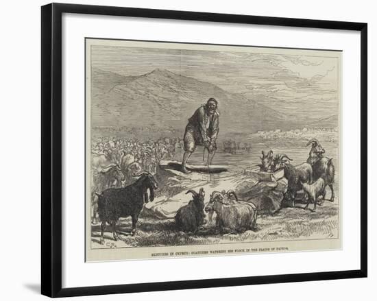 Sketches in Cyprus, Goatherd Watering His Flock in the Plains of Paphos-Charles Robinson-Framed Giclee Print