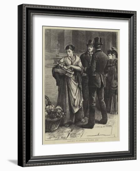 Sketches in London, a Flower Girl-Frank Holl-Framed Giclee Print