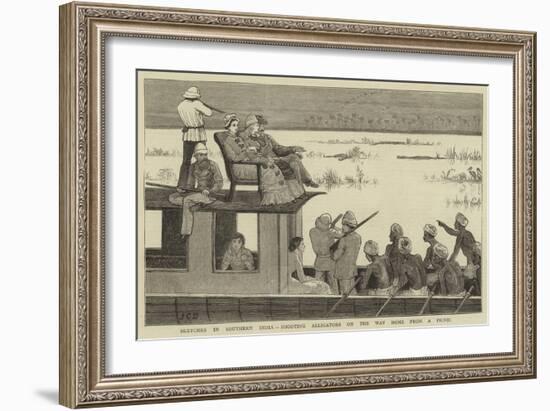 Sketches in Southern India, Shooting Alligators on the Way Home from a Picnic-John Charles Dollman-Framed Giclee Print