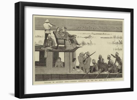 Sketches in Southern India, Shooting Alligators on the Way Home from a Picnic-John Charles Dollman-Framed Giclee Print