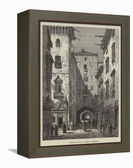 Sketches in Spain, a Street of Barcelona-Samuel Read-Framed Premier Image Canvas