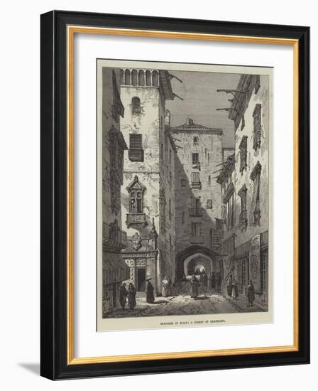 Sketches in Spain, a Street of Barcelona-Samuel Read-Framed Giclee Print