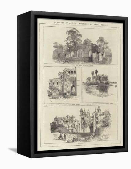 Sketches of Ancient Buildings at Dacca, Bengal-null-Framed Premier Image Canvas