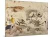 Sketches of Tigers and Men in 16th Century Costume, 1828-29-Eugene Delacroix-Mounted Giclee Print