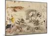 Sketches of Tigers and Men in 16th Century Costume, 1828-29-Eugene Delacroix-Mounted Premium Giclee Print