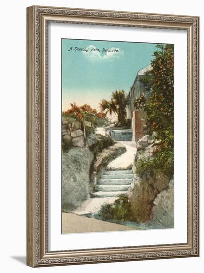 Sketchy Path, Bermuda-null-Framed Art Print