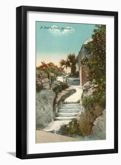 Sketchy Path, Bermuda-null-Framed Art Print