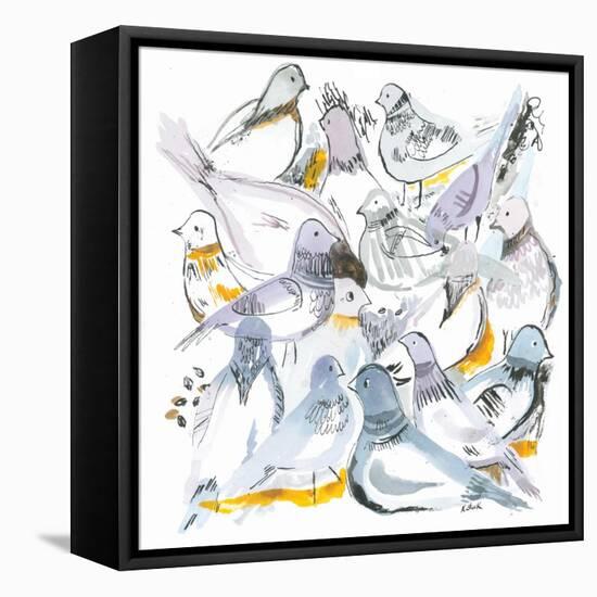 Sketchy Pigeons-Kerstin Stock-Framed Stretched Canvas