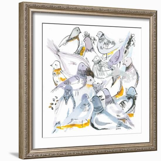 Sketchy Pigeons-Kerstin Stock-Framed Art Print