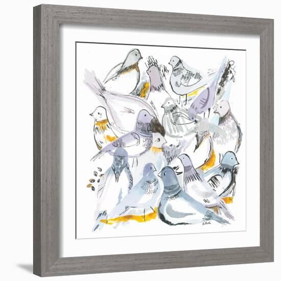 Sketchy Pigeons-Kerstin Stock-Framed Art Print