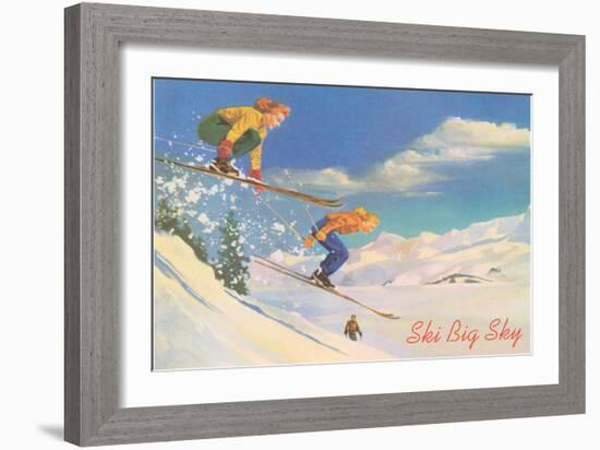 Ski Big Sky, Lady Skiers, Montana-null-Framed Art Print