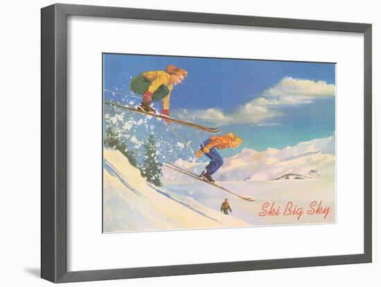 Ski Big Sky, Lady Skiers, Montana-null-Framed Art Print