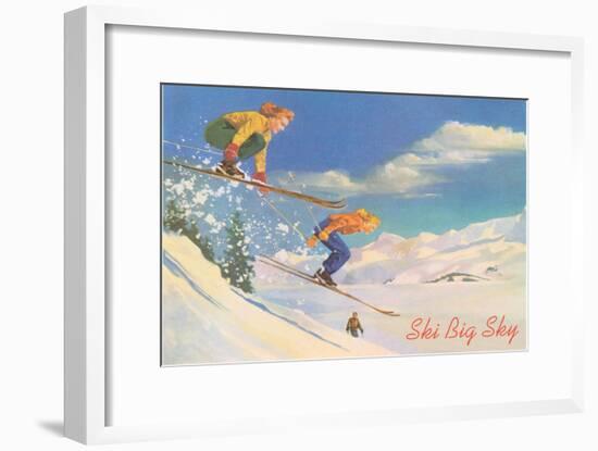 Ski Big Sky, Lady Skiers, Montana-null-Framed Art Print