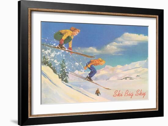 Ski Big Sky, Lady Skiers, Montana-null-Framed Art Print