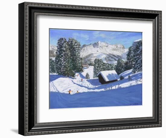 Ski Chalet, Samoens, Grand Massif, France, 2023 (Oil on Canvas)-Andrew Macara-Framed Giclee Print