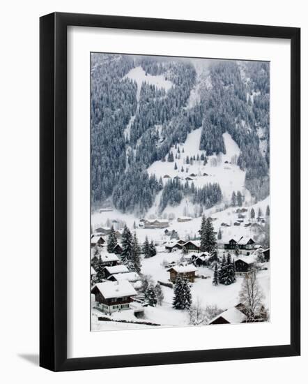 Ski Chalets, Grindelwald, Bern, Switzerland-Walter Bibikow-Framed Photographic Print