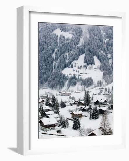 Ski Chalets, Grindelwald, Bern, Switzerland-Walter Bibikow-Framed Photographic Print