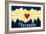 Ski Colorado - Heart and Treeline-Lantern Press-Framed Art Print