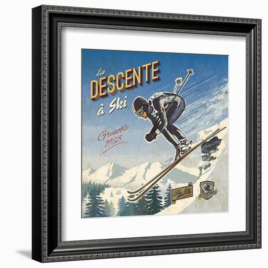 Ski descente-Bruno Pozzo-Framed Art Print