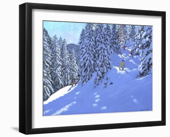 Ski Francais,Morzine, 2020, (oil on canvas)-Andrew Macara-Framed Giclee Print