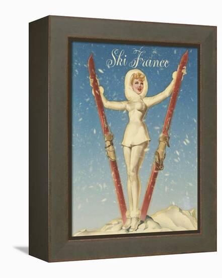 Ski France Glam-Vintage Apple Collection-Framed Premier Image Canvas