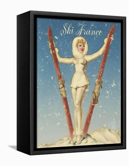 Ski France Glam-Vintage Apple Collection-Framed Premier Image Canvas