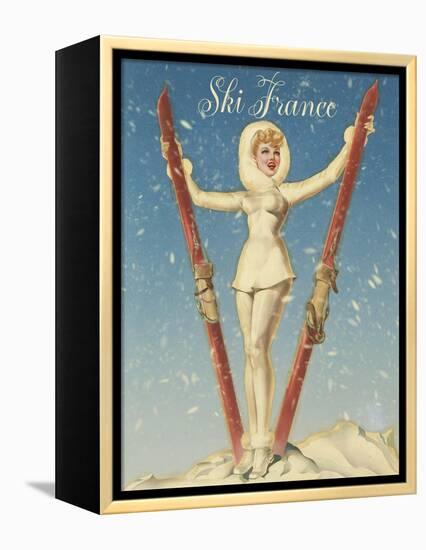 Ski France Glam-Vintage Apple Collection-Framed Premier Image Canvas