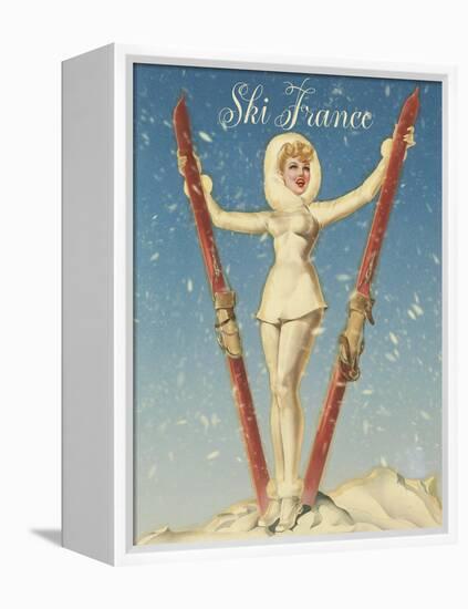 Ski France Glam-Vintage Apple Collection-Framed Premier Image Canvas