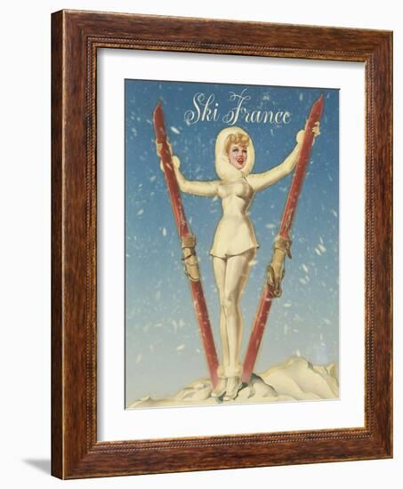 Ski France Glam-Vintage Apple Collection-Framed Giclee Print