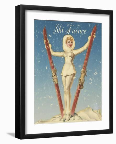 Ski France Glam-Vintage Apple Collection-Framed Giclee Print