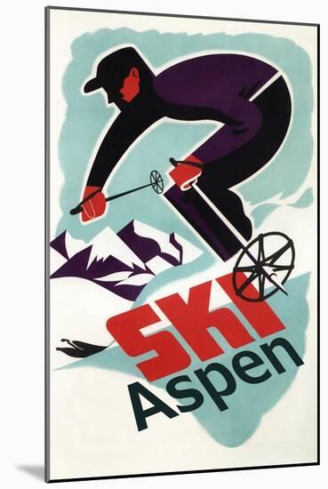 Ski in Colorado Vintage Skier - Aspen, Colorado-Lantern Press-Mounted Art Print