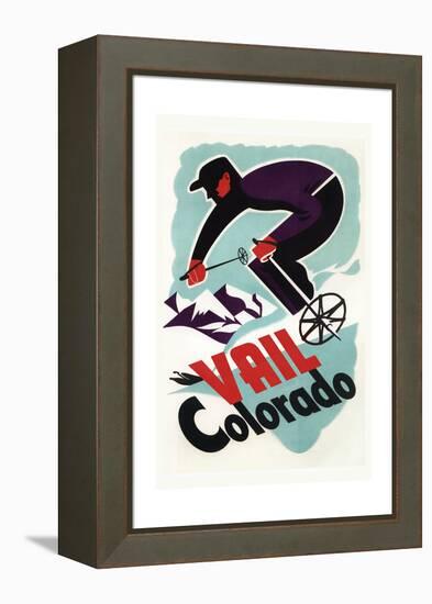 Ski in Vail, Colorado-Lantern Press-Framed Stretched Canvas