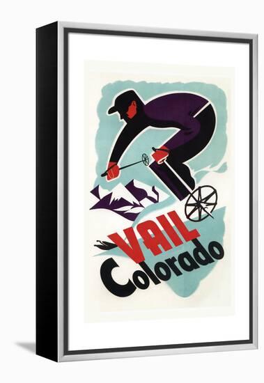 Ski in Vail, Colorado-Lantern Press-Framed Stretched Canvas